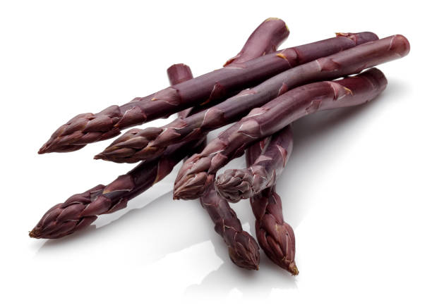 istock Purple passion asparagus isolated on white 1164673245