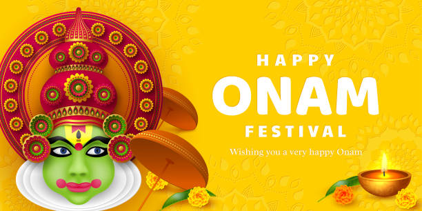 ilustrações, clipart, desenhos animados e ícones de fundo do festival de onam para india sul. - ceremonial dancing illustrations