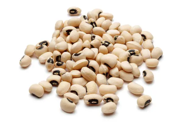 Black eyed beans, cowpeas isolated on white background