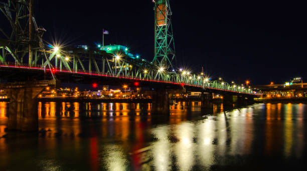 istock Long exposure of Hawthorne bridge at night 1164678421