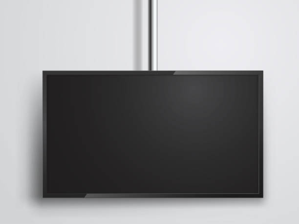 tv-monitor hängt an tube, technologie und medien - collection led technology colors stock-grafiken, -clipart, -cartoons und -symbole