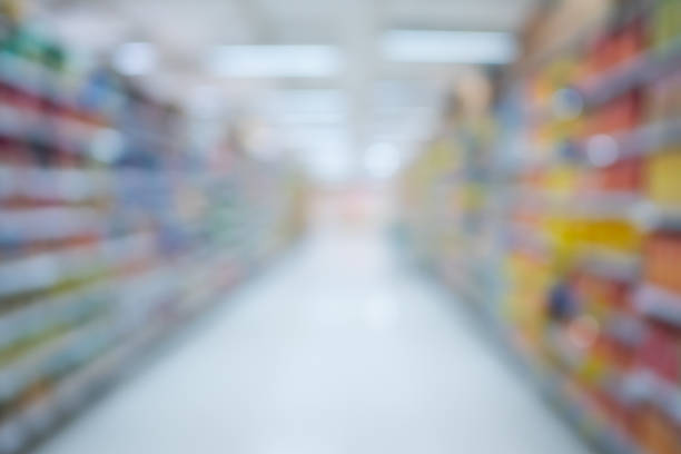 istock Blurred Supermarket aisle and shelves 1164680273