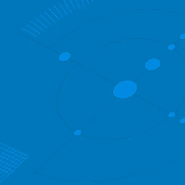Vector illustration of Techno geometric square background in blue tones.