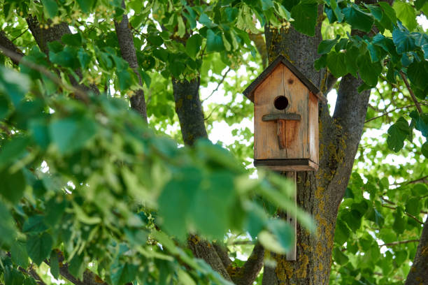 Birdhouse made from wood with a washpan for a roof-Howard County, Indiana