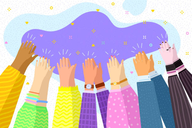 People applaud. Human hands clapping ovation. Business concept People applaud. Human hands clapping ovation. Business concept, vector illustration cheering illustrations stock illustrations