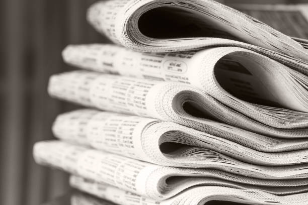 istock Newspapers folded stack, the concept of world news 1164684631
