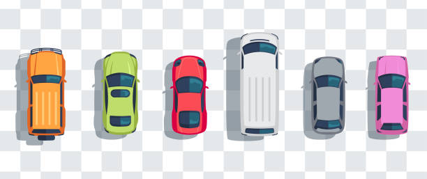 Cars set from above, top view isolated. Cute beautiful cartoon transport with shadows. Modern urban civilian vehicle. View from the bird's eye. Realistic car design. Flat style vector illustration. Cars set from above, top view isolated. Cute beautiful cartoon transport with shadows. Modern urban civilian vehicle. View from the bird's eye. Realistic car design. Flat style vector illustration. road clipart stock illustrations