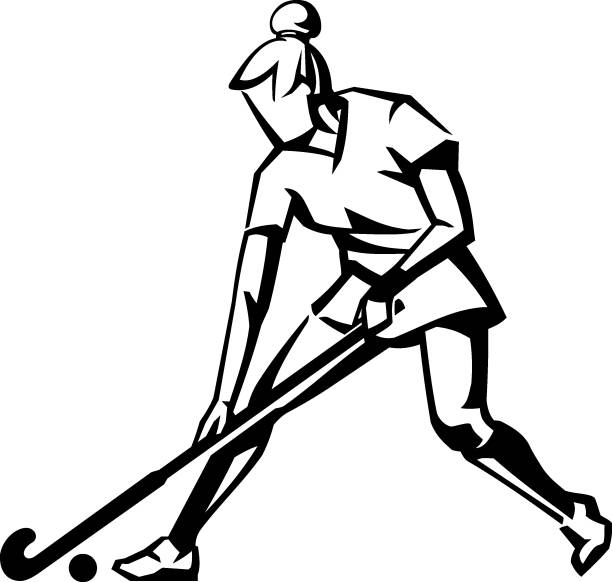 ilustraciones, imágenes clip art, dibujos animados e iconos de stock de partido de hockey sobre el campo femenino - hockey sobre hierba