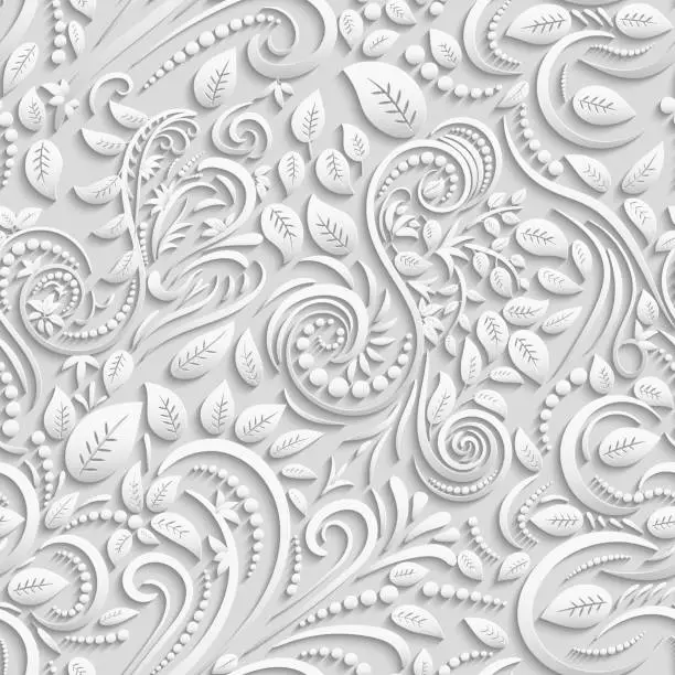 Vector illustration of Abstract seamless pattern of intertwining paper ornaments