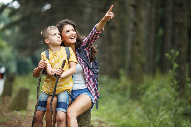 istock Mother and her little sons hiking . 1164692871