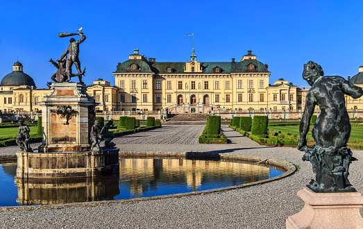 Stockholm, Sweden - June 30, 2019: The Drottningholm Palace, the private residence of the Swedish royal family.