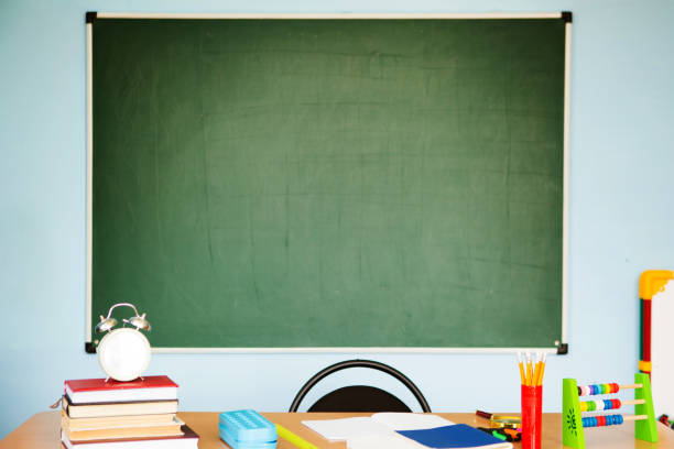 istock Student or teacher study space with a blackboard in the background 1164697335