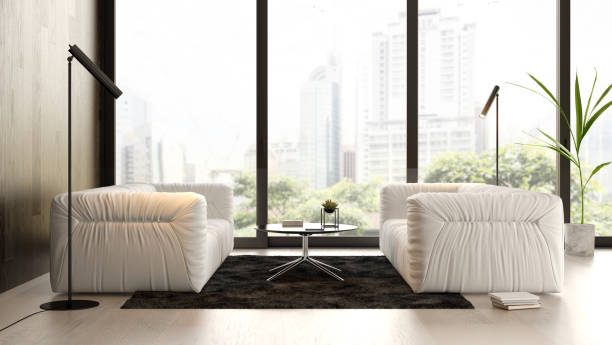 istock Interior of modern living room with sofa 3D rendering 1164698644