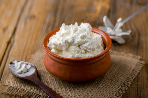 homemade white butter - whipped cream imagens e fotografias de stock