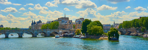 "мост девятый", "остров города" и река сена - paris france panoramic seine river bridge стоковые фото и изображения