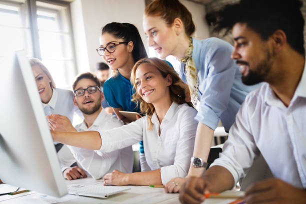 istock Creative business people working on business project in office 1164703437
