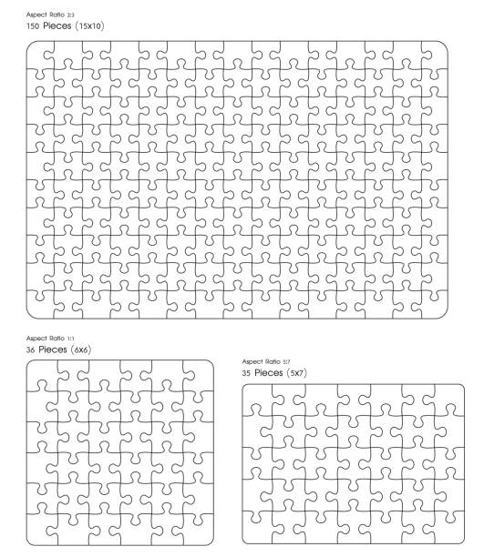 Jigsaw Puzzle Mockup Size 15x10, 6x6, 5x7 for overlapping puzzle images in the game per picture. Jigsaw Puzzle Mockup Size 15x10, 6x6, 5x7 for overlapping puzzle images in the game per picture. Number 36 stock illustrations