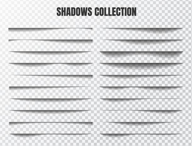 illustrazioni stock, clip art, cartoni animati e icone di tendenza di set di vettori dell'effetto ombra realistico componenti separati su uno sfondo trasparente - penombra
