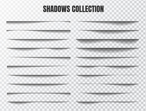 Realistic shadow effect vector set Separate components on a transparent background