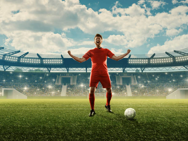 istock Soccer player celebrates championship on a stadium 1164704474