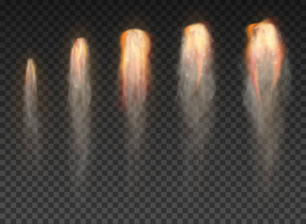 ilustrações de stock, clip art, desenhos animados e ícones de space rocket bomb smoke isolated on transparent background - colors color image exploding fog