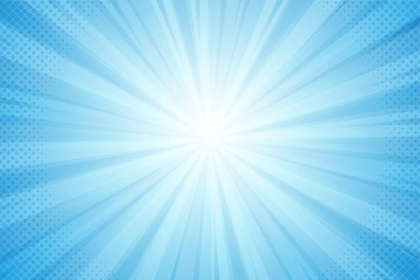 фон лучей от солнца, синий свет в комическом стиле - светорассеяние в объективе иллюстрации stock illustrations