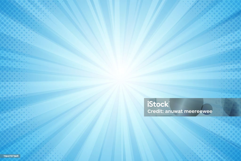 Background of rays from the sun, blue light in a comic style Backgrounds stock vector