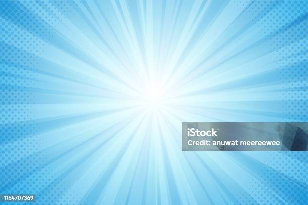 Background Of Rays From The Sun Blue Light In A Comic Style Stock Illustration - Download Image Now