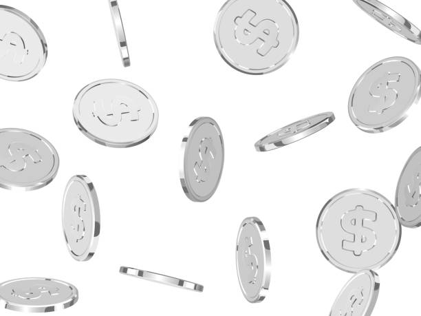 ilustrações de stock, clip art, desenhos animados e ícones de silver coins. realistic silver money isolated on white background - silver medal medal coin silver