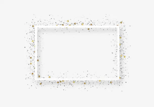 Vector illustration of Decorative frame with glitter tinsel of confetti.