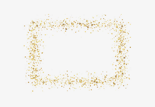 декоративная рама с блеском мишуры конфетти. - gold confetti star shape nobody stock illustrations
