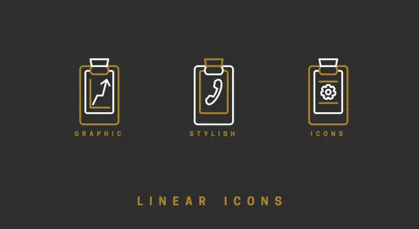 Vector illustration of Icons documents linear style. Page paper icon vector graphic.