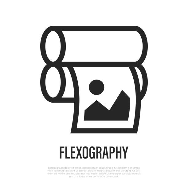 Flexography thin line icon. Typography equipment. Vector illustration. vector art illustration