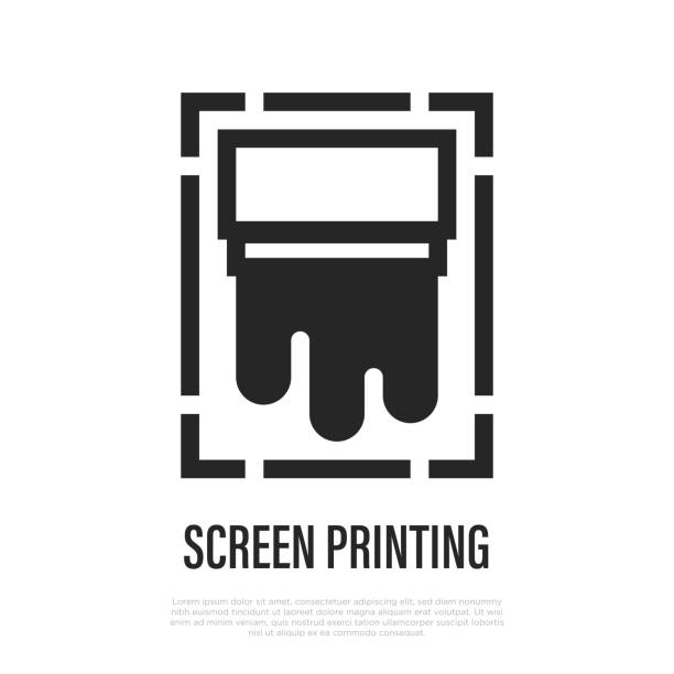 Screen printing thin line icon. Vector illustration of typography equipment. vector art illustration