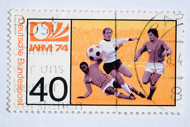 istock Close up of german post stamp with soccer player 116471052