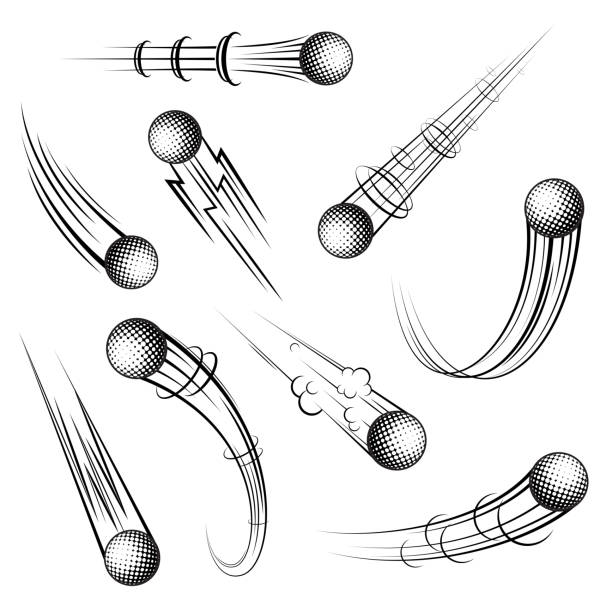 Golf symbols movement set Set of different black outline golf balls movements isolated on white background workout logo stock illustrations