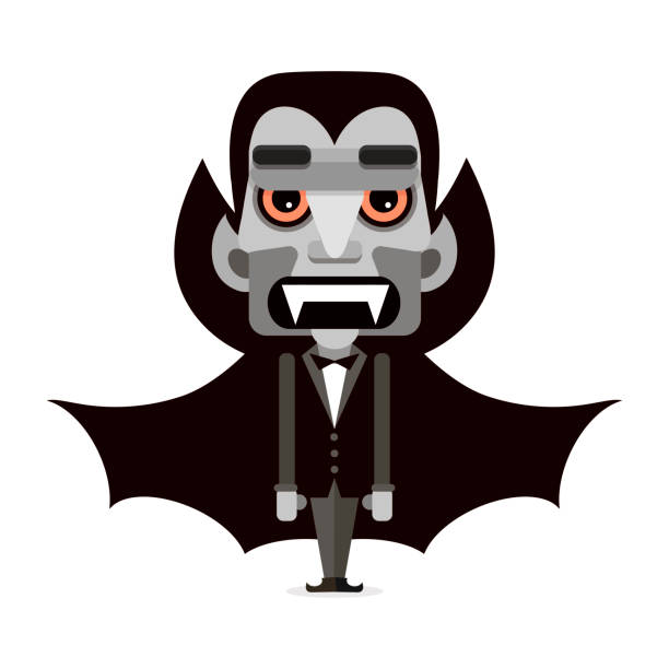 istock Cartoon cute Dracula in a cloak. Happy Halloween. 1164713582