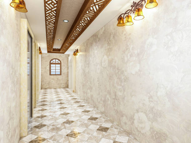 istock Design of elevator corridor in Luxury Hotels with medieval retro-style 1164716020