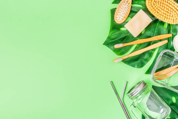 istock Glassware and personal care items, top view 1164717288