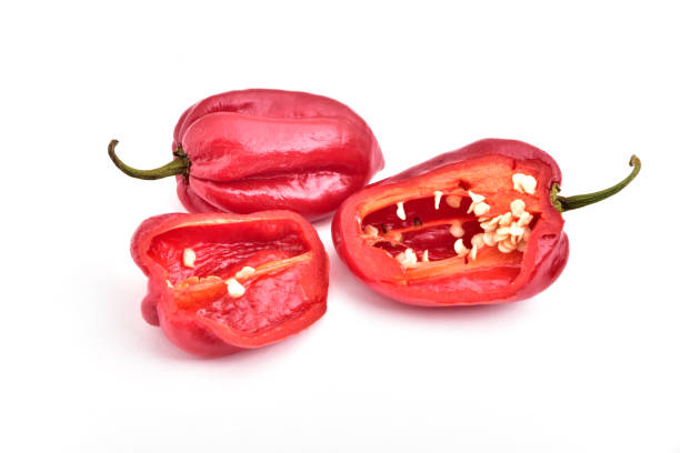 istock red hot habanero peppers isolated on white background 1164717379