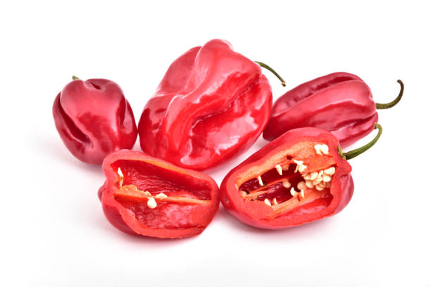 istock red hot habanero peppers isolated on white background 1164717435