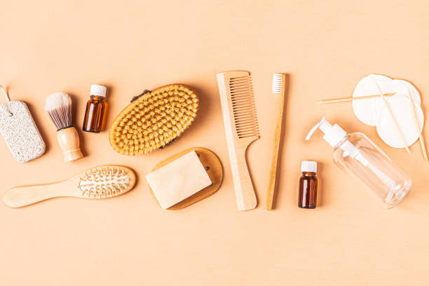 istock Set of bathroom accessories, top view 1164717438