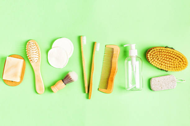 istock Set of bathroom accessories, top view 1164717634