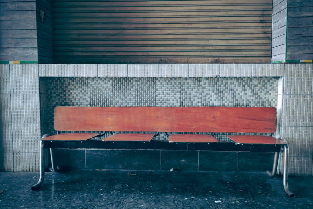 istock Old style wooden bench. 1164718296