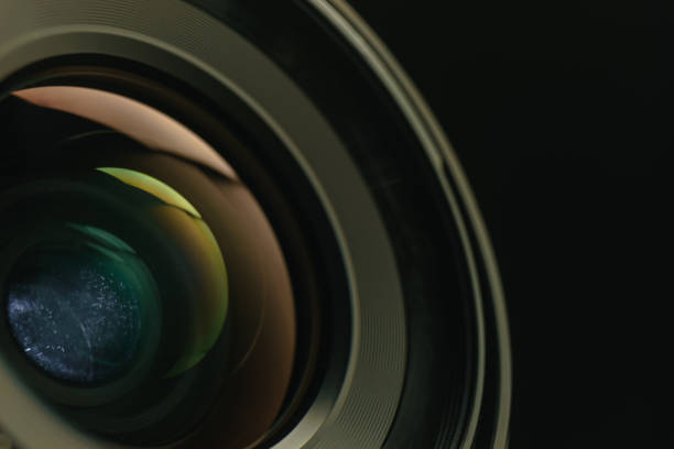 istock Close up beautiful camera lens of black background. Macro view. 1164723016