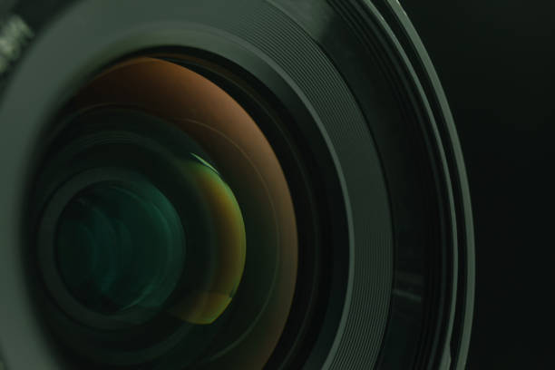 istock Close up beautiful camera lens of black background. Macro view. 1164723480