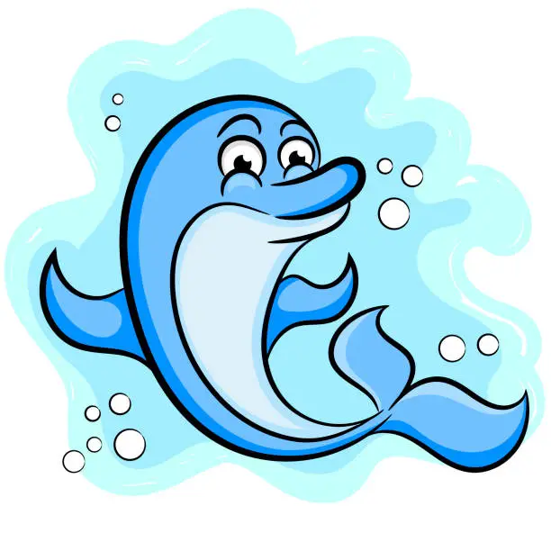 Vector illustration of Cute dolphin vector illustration - flat design