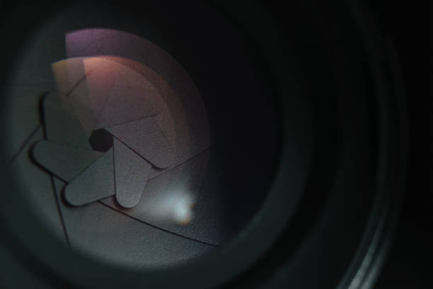 istock Close up Beautiful Camera Lens on a dark  background. Macro view. 1164724738