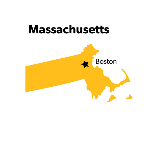 U.S State With Capital City, Massachusetts Isolated U.S.A State With Capital City massachusetts map stock illustrations