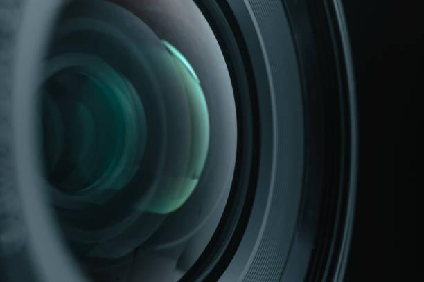 istock Close up beautiful camera lens of black background. Macro view. 1164724991